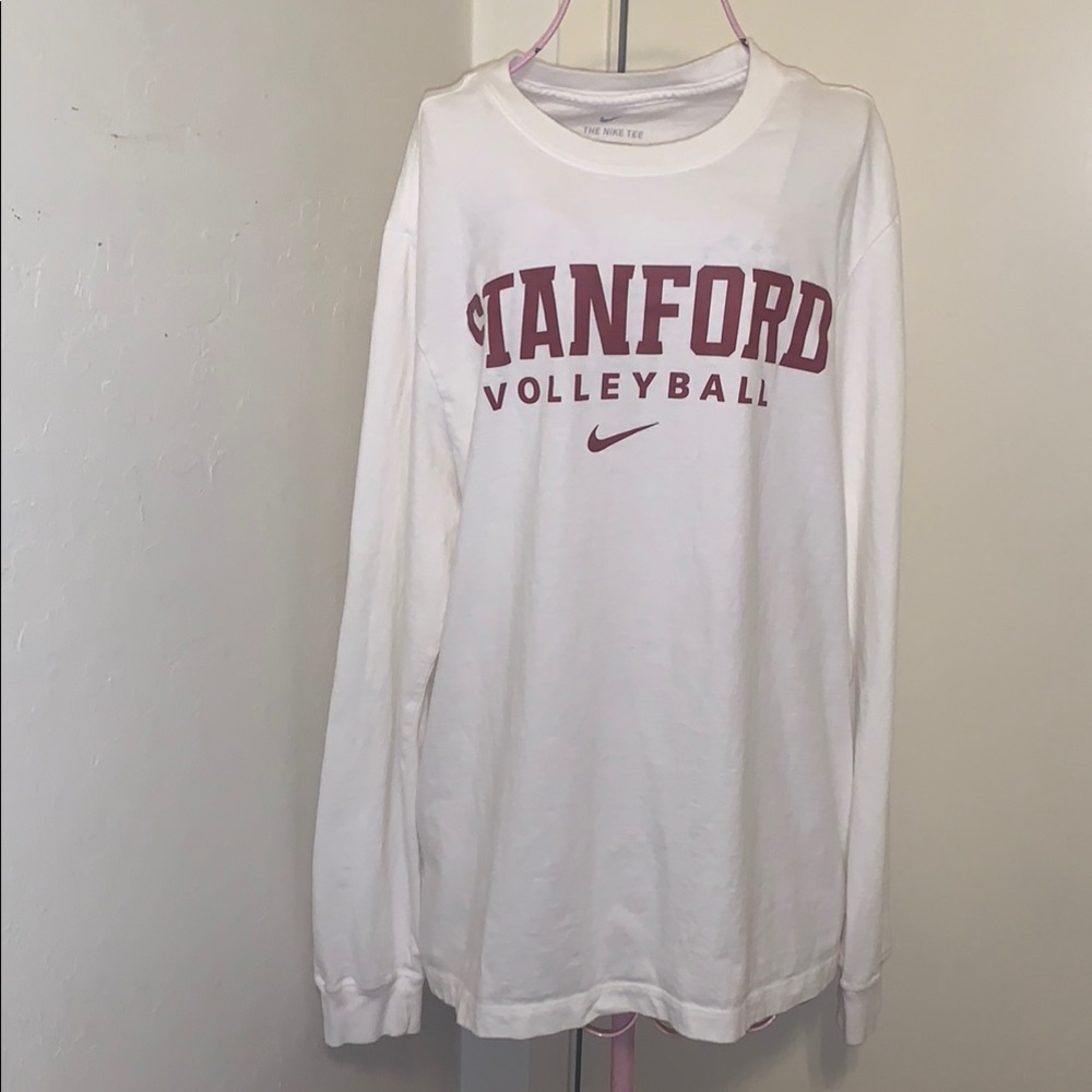 Nike White and Red Stanford Volleyball Shirt Medium